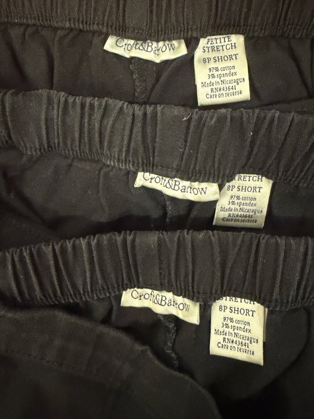 3 Pair Black Relaxed-Fit Cotton Pants 8 Petite - Picture 7 of 7